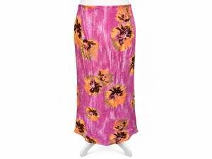 Dana Buchman 100% Silk Maxi Skirt Women's 18 Pink Floral Y2K Boho Lined